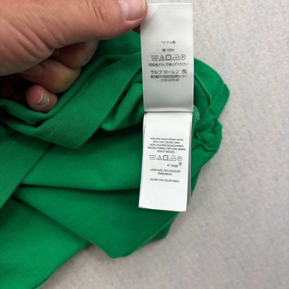 Polo Ralph Lauren Mens XL Green Classic Fit Short Sleeve Pique Polo Purple Pony - Picture 8 of 12